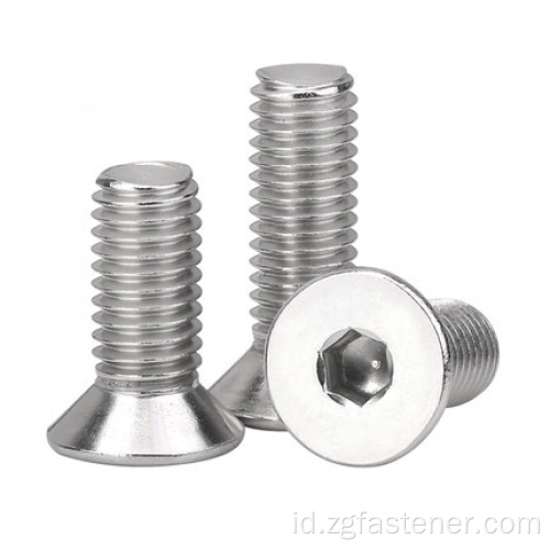 Stainless steel din7991 hex soket countersunk sekrup kepala datar